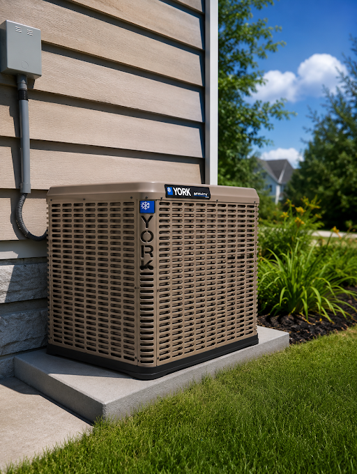 York central heat pump installed outside a residence